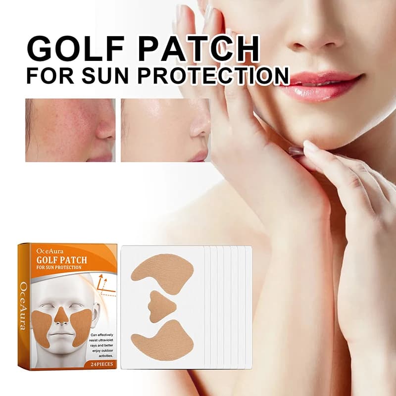 24 Pezzi Patch Viso UV per Golf, Protezione Solare Idratante e Traspirante, Patch Protettive per Viso per Golf, Spiaggia e Viaggi