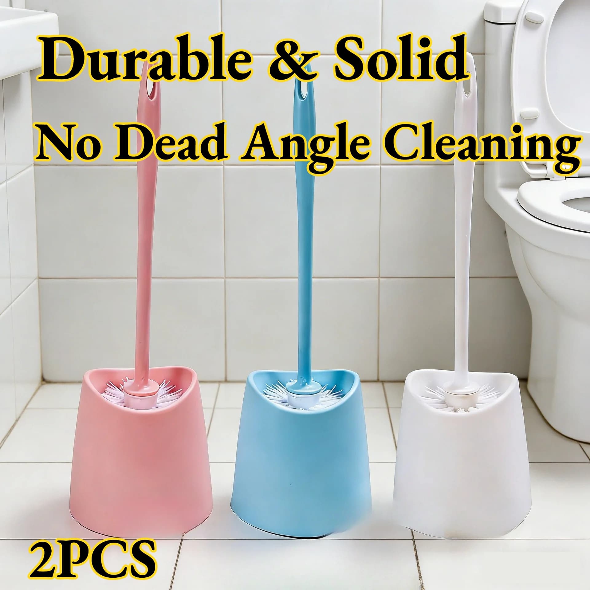 Spazzola per WC in Plastica per Bagno Domestico, Pulizia Senza Angoli Morti, Semplice e Resistente, Colore Unico, Setole Dense con Base Inclusa