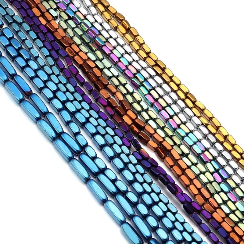 1Strip Hole 1.1mm Hematite Loose Beads Small Rectangle Seed Beads For Diy Making Bracelet Necklace Handmade jewelry
