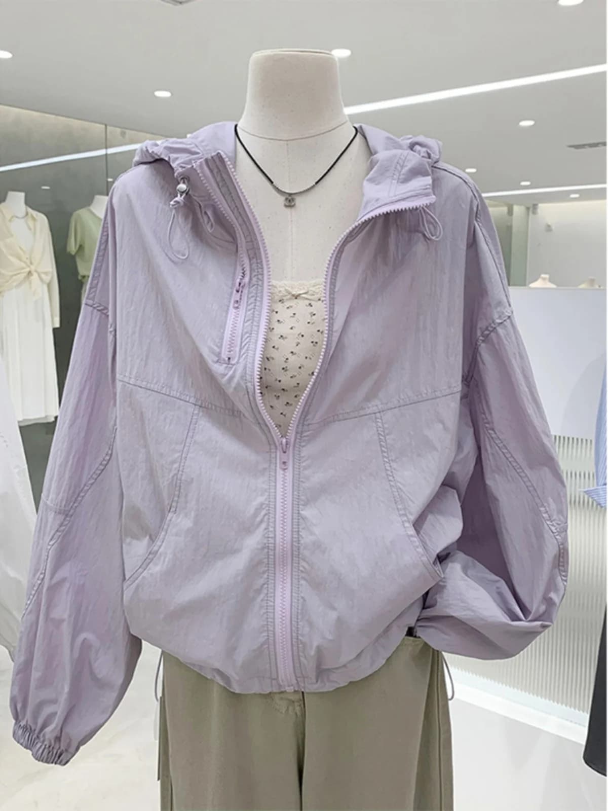 Women's Spring Summer Lightweight Breathable Sun Protection Jacket Hooded Casual Sporty Windbreaker Top Loose Fit Long Sleeve...