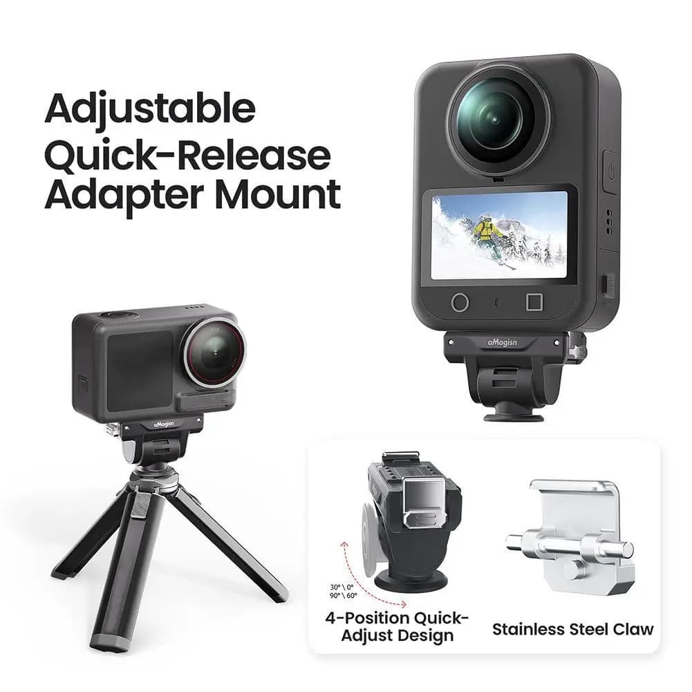 Supporto a sgancio rapido regolabile a 4 posizioni per OSMO 360/Action 5 Pro/4/3, accessorio magnetico con fibbia a griffe per fissaggio sicuro della fotocamera