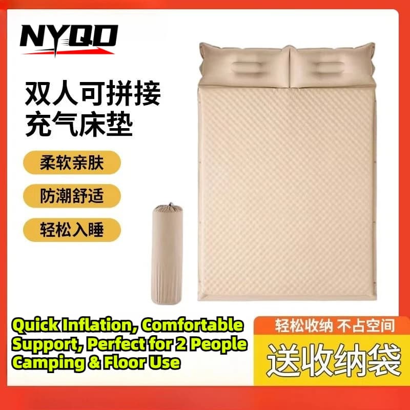 Self-Inflating Camping Air Mattress, Portable Bed for Outdoor Tent, Moisture-Proof Sleeping Pad for Home Floor