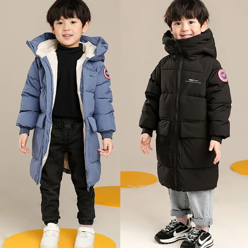 Giacca da ragazzo autunno inverno 2-10 anni tinta unita stile lungo tenere al caldo cappotto con cappuccio per bambini regalo di compleanno per bambini