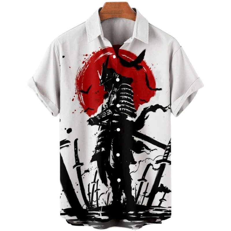 Estate Samurai giapponese 3D stampato camicie da spiaggia hawaiane uomo donna Casual moda Streetwear camicia a maniche corte uomo top camicetta