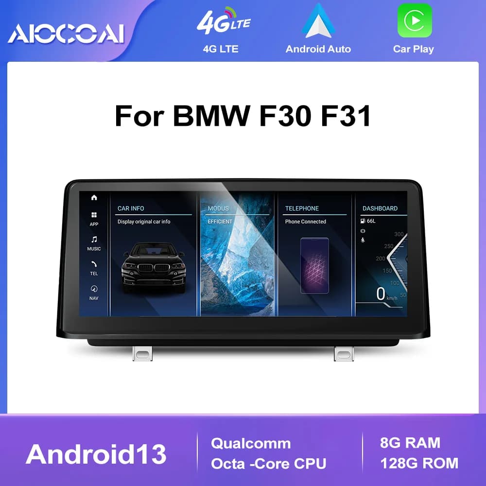 Android 13 Screen HD 1920*720 Qualcomm 8 core Carplay Android auto display Mirrorlink For BMW Series 3 4 F30 F31 F32 F36