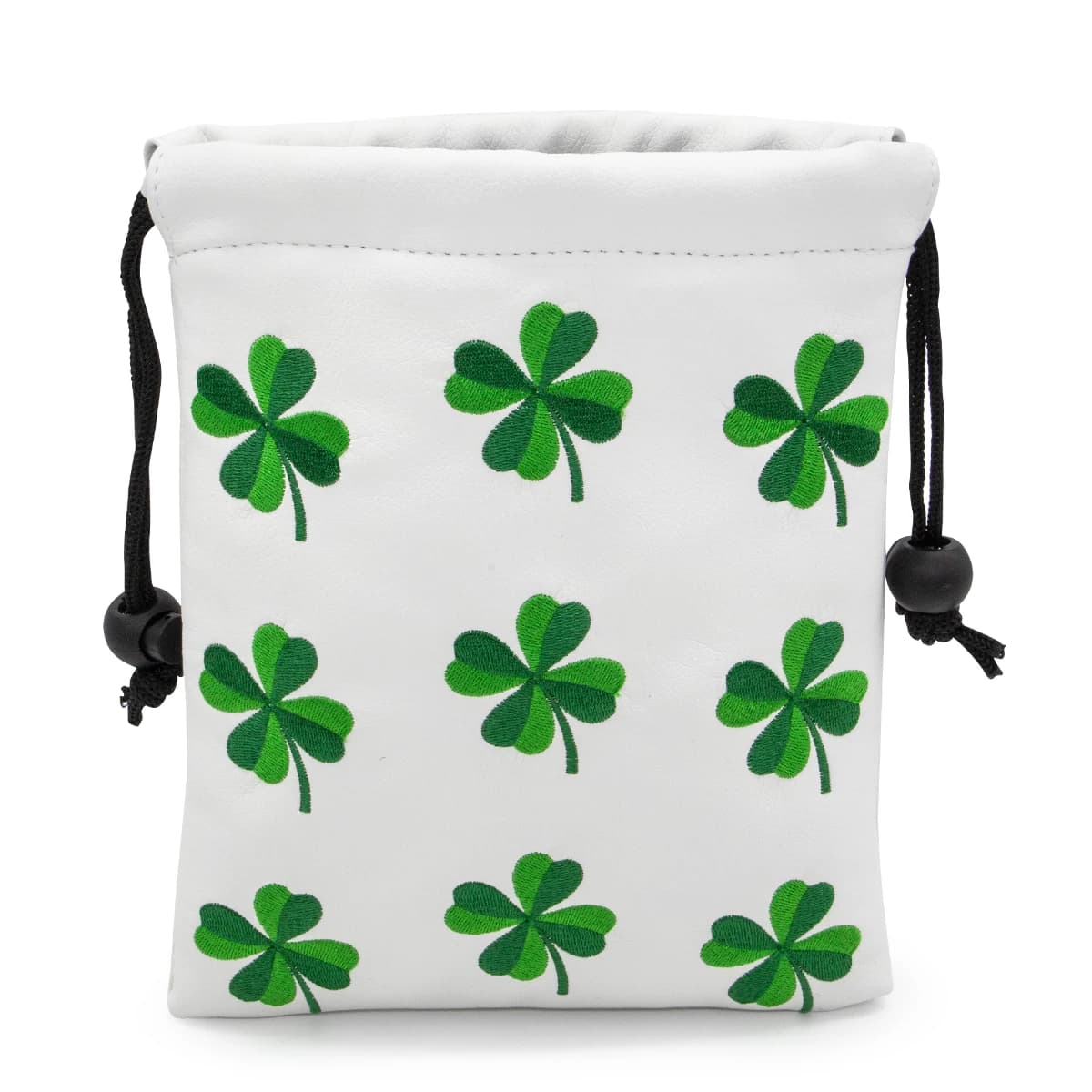 Custodia per oggetti di valore da golf, borsa per accessori da golf con cordoncini, custodia per palline da golf in pelle con chiusura a coulisse, Lucky Clover