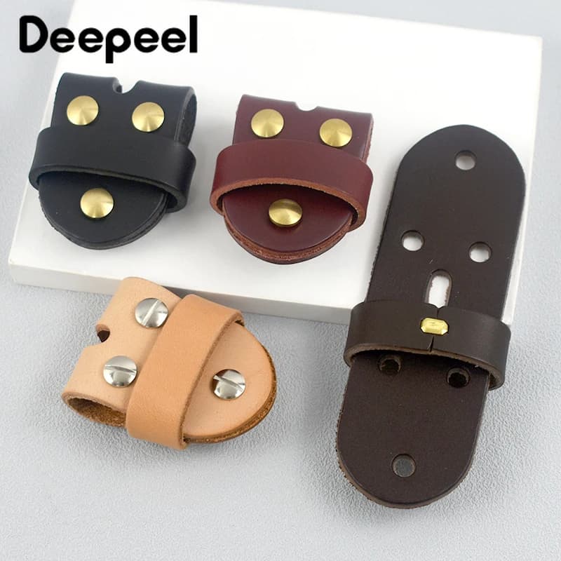 Deepeel Cintura da uomo Connessione Cinture in pelle Fibbia ad ardiglione Testa Connect Loop Chiusura con rivetto in ottone massiccio Accessori artigianali in pelle fai-da-te