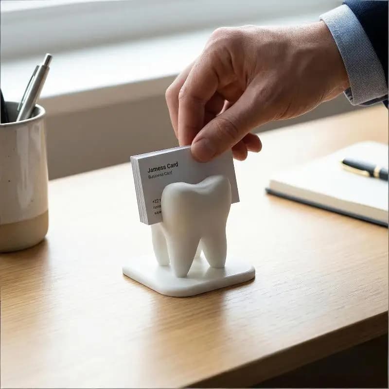Creative Teeth Style Business Card Storage Box Non-Slip Display Rack for Dentist Clinic Front Desk Display
