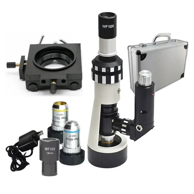 Microscopio metallografico con zoom portatile Microscopio illuminato a LED portatile 100X-400X Include base magnetica con scatola di alluminio