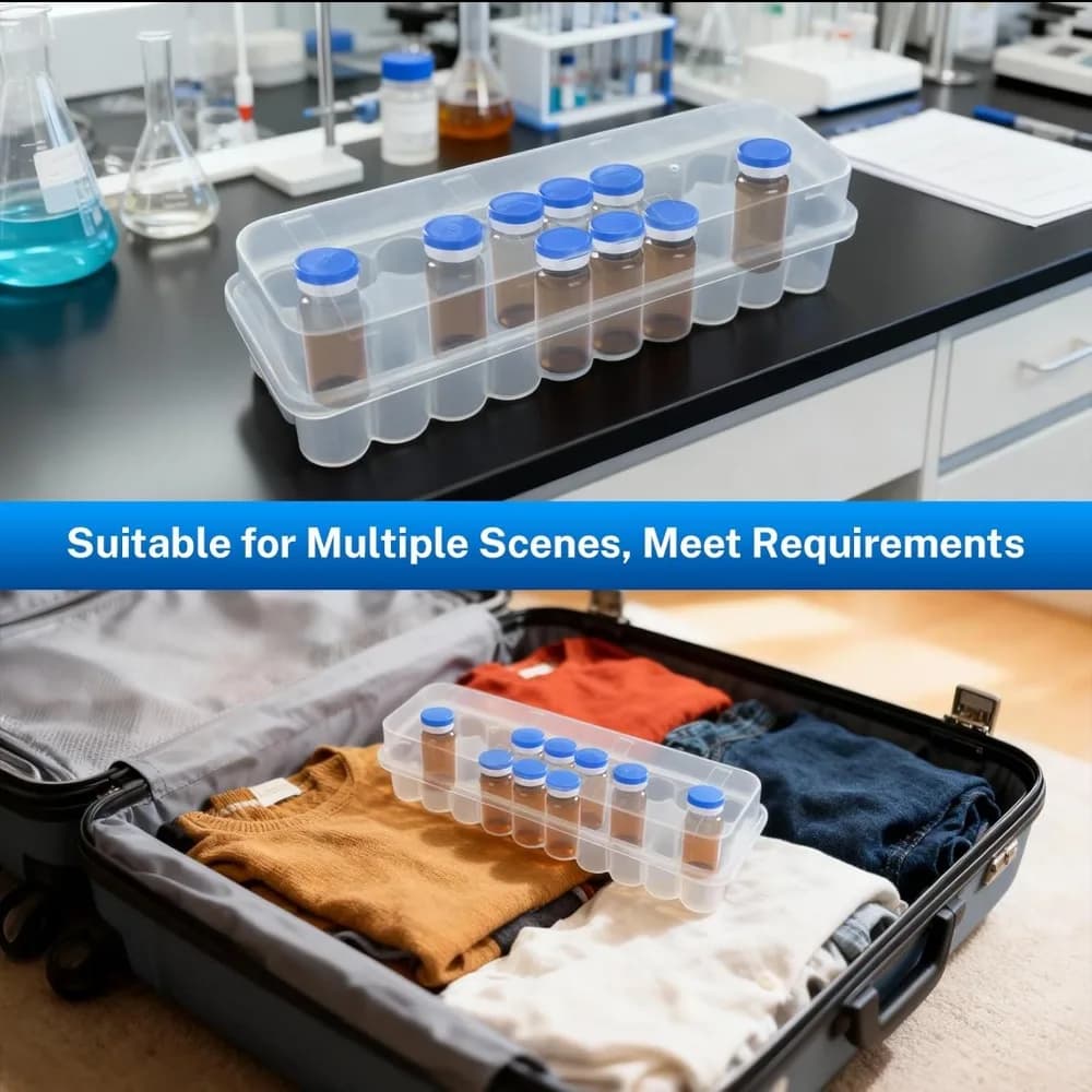 Contenitore per fiale da 3/5/7/10 ml con 2/10/24 scomparti, in plastica trasparente, impilabile, per microtubi e provette da congelatore, forniture per diabetici