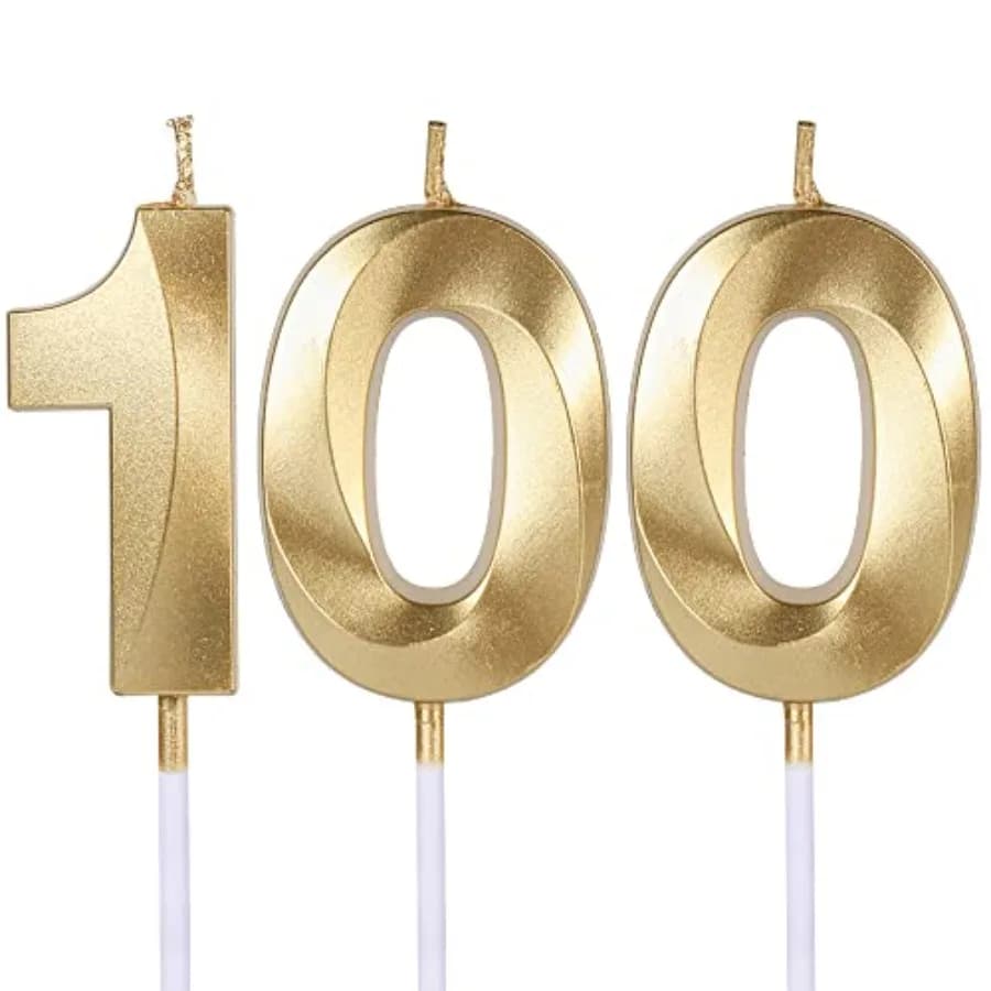 100th Birthday Candles for Cakes Cupcakes, Number 100 Candle Cake Topper for Party Anniversary Wedding Celebration Decoration