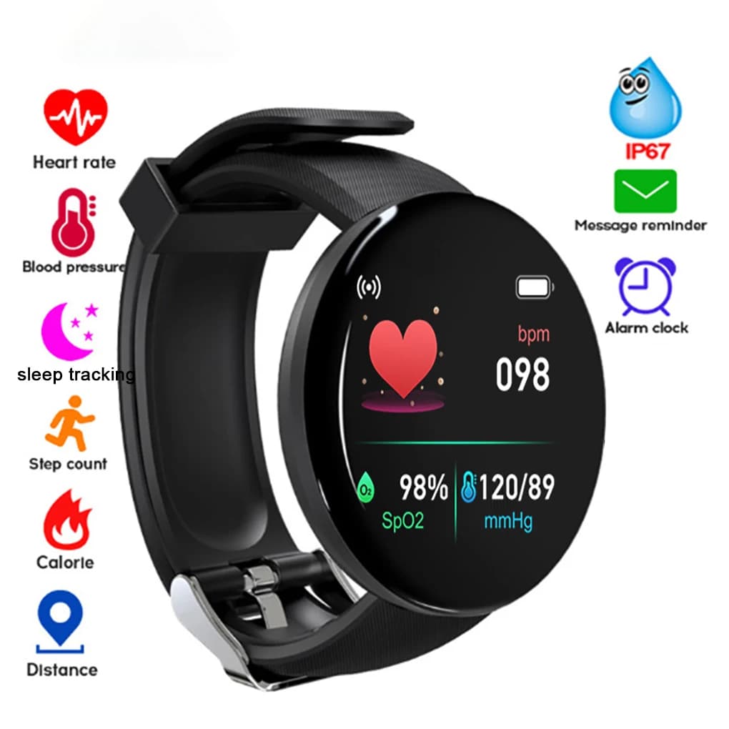 D18 Smart Watch Men Blood Pressure Smartwatch impermeabile donna cardiofrequenzimetro Fitness Tracker Watch Sport 2022 nuovo