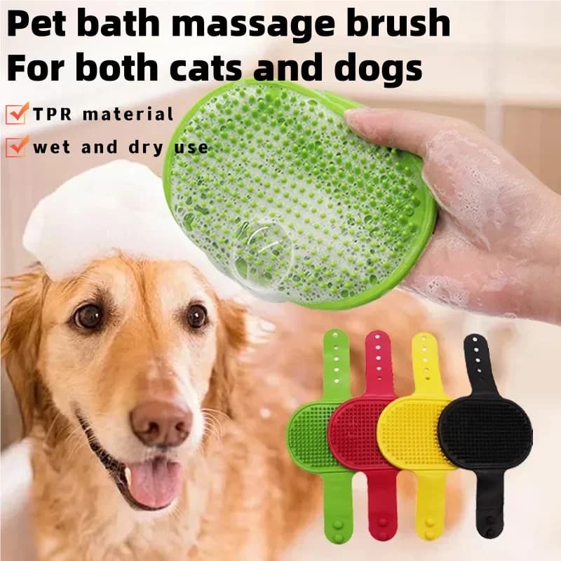 Soft Rubber Silicone Pet Bath Brush Massage Comb Hair Remover Deshedding Grooming Tool For Dogs Cats Washing Cleaning Supplies