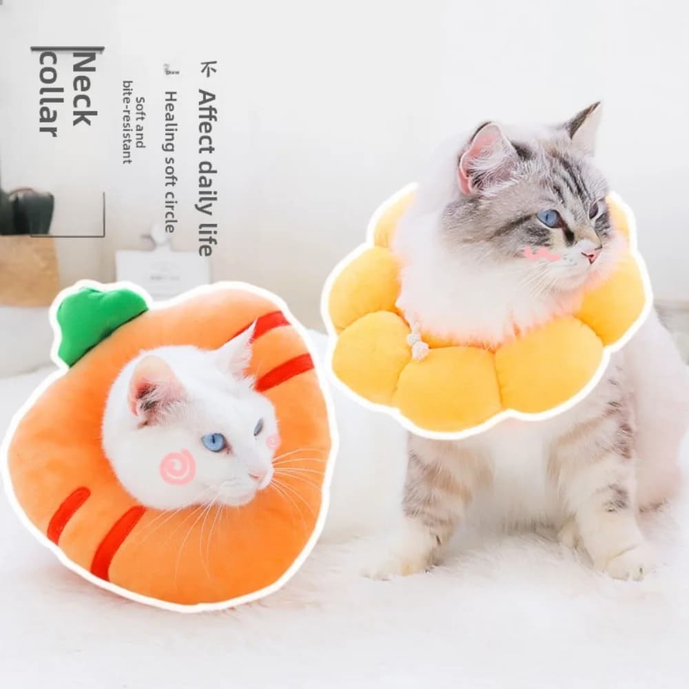 Cute Cartoon Pet Elizabeth Soft Collar for Cats & Dogs, Adjustable Recovery Cone, Anti-Lick Post-Surgery Wound Protection