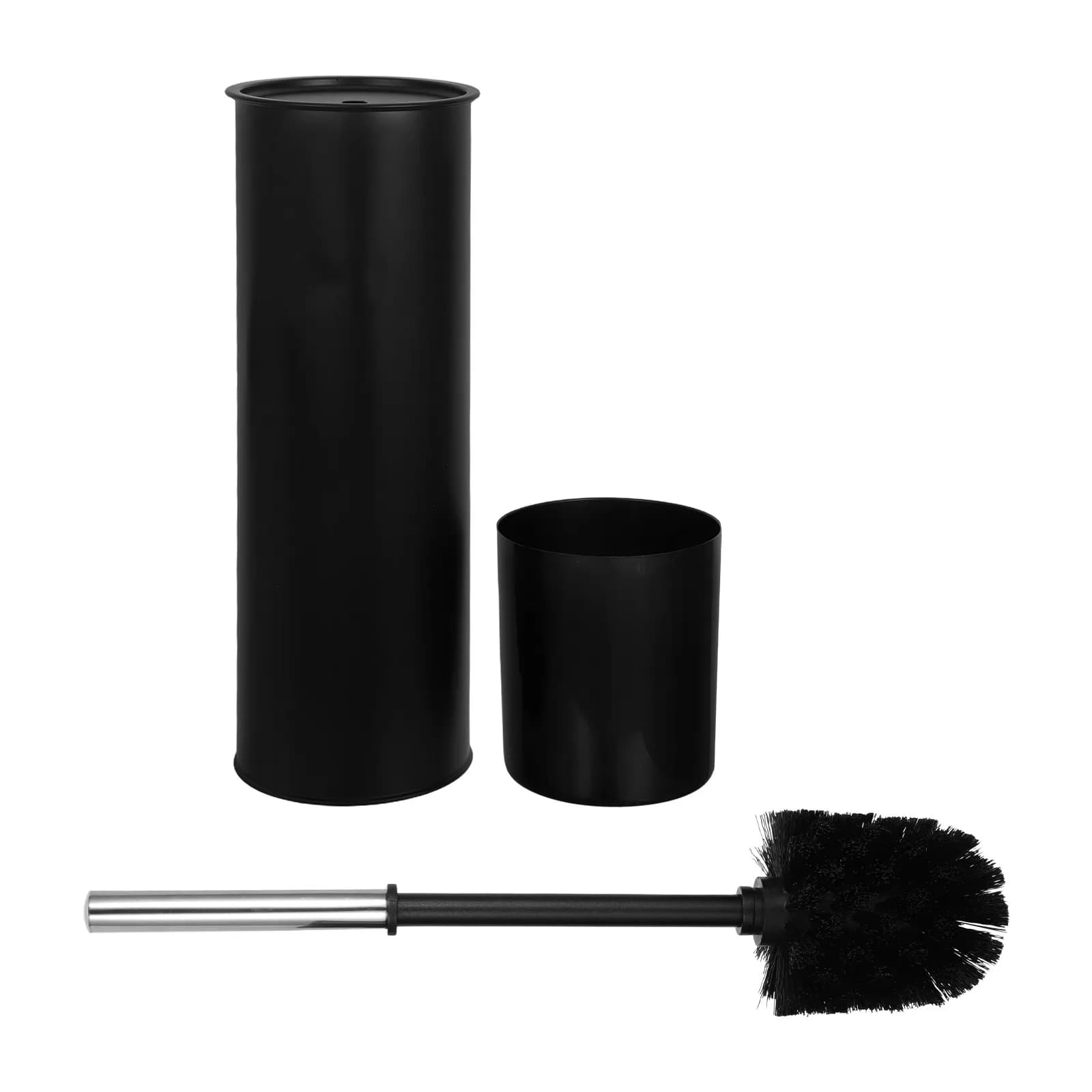 Set Spazzola WC in Metallo con Supporto, Manico Lungo per Pulizia Profonda, Scrubber da Bagno Nero Autoportante da Pavimento