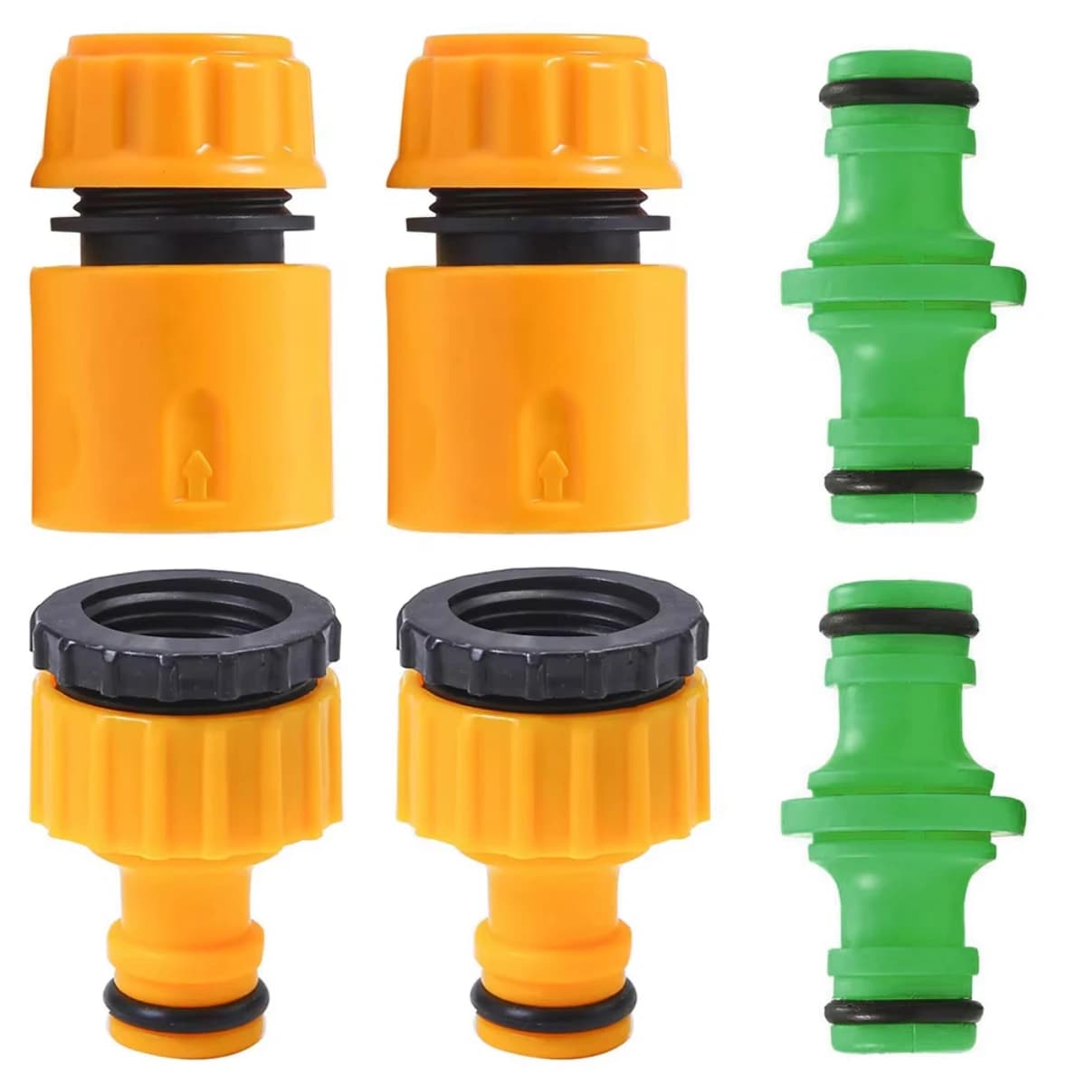 Set of 6 quick connectors for 1/2” ABS garden pipe with double male attachment, prolong coupling for pipes and ducts