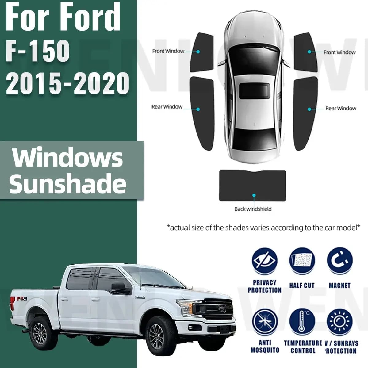 Per Ford F-150 F150 2015 2016 2017 2018 2019 2020 Auto Parasole Magnetico Parabrezza Anteriore Tenda Lunotto Laterale Posteriore Parasole Visiera