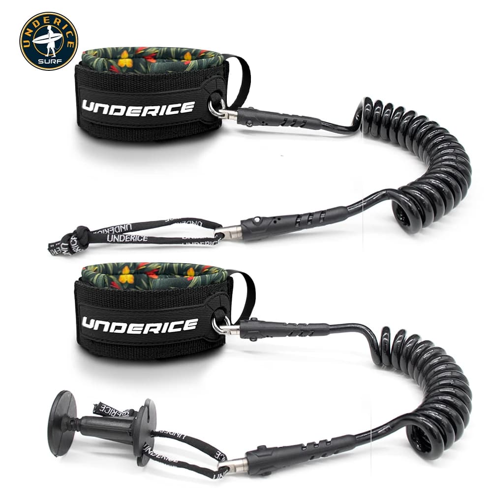 TPU Surfboard Leash Adjustable Coiled Bicep Leash Bodyboard Safety Leash SUP Spring Wrist Strap Stand-Up Paddle Board Leg Rope