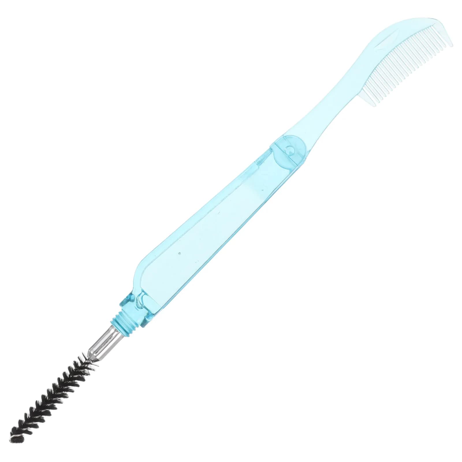 Pettine per Ciglia Pieghevole a Doppia Testa Blu, Spazzola per Ciglia Portatile, Strumento per la Cura delle Sopracciglia, Applicatore per Mascara e Trucco