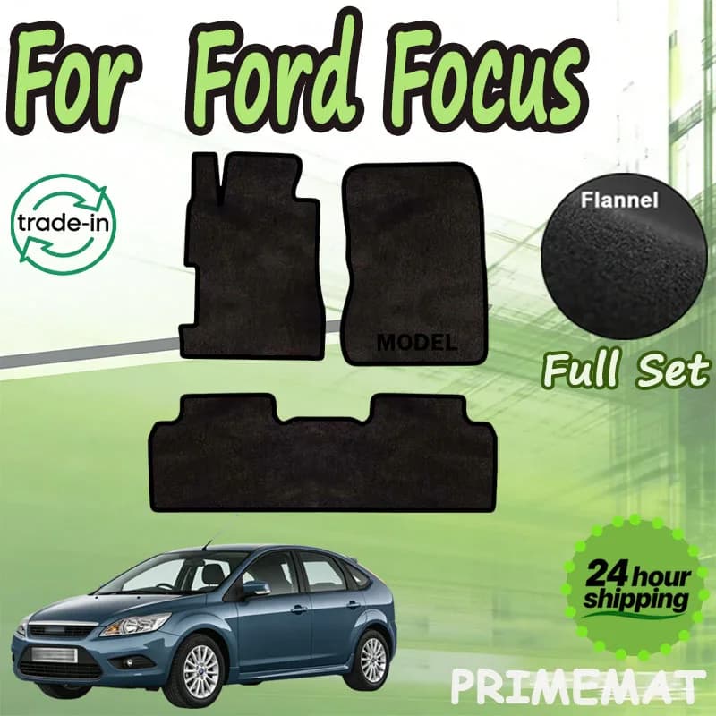 PRIMEMAT Flannel For Ford Focus Mk2 Mk2.5 2005~2015 Car Floor Mats Rugs Panel Footpads Anti-Slip Carpet Cover
