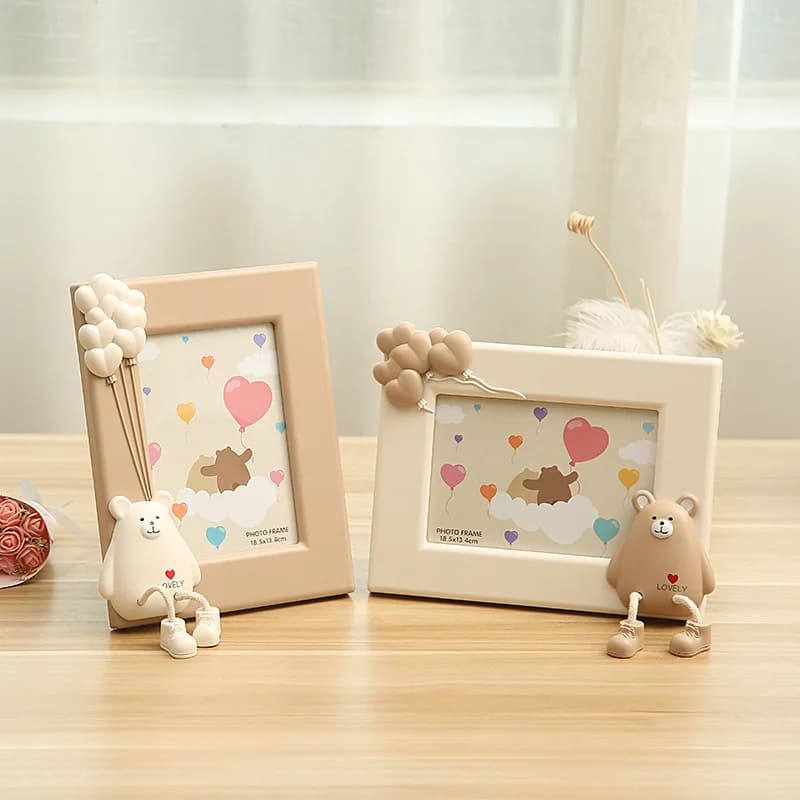 Cornice per bambini da 7 pollici Cartoon Mouse Album fotografico in rilievo in plastica Cornice stereo Decorazione da tavolo Regalo per bambini