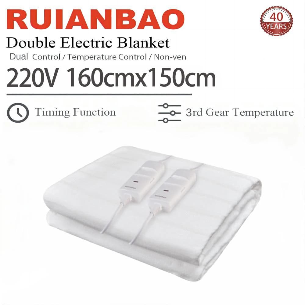 RUIANBAO Coperta Riscaldata Coperta Elettrica Timer Riscaldata Pad Queen 160*150 cm 220 V Doppio Controllo Materasso Termico Letto Riscaldato scaldamani