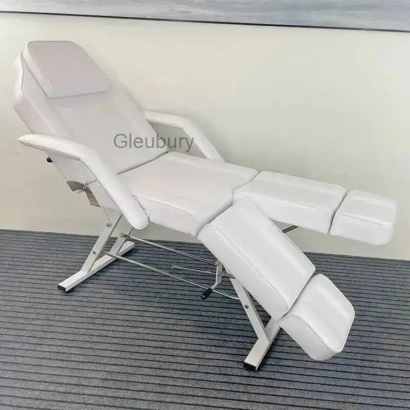 Lettino per Massaggi Viso e Corpo, Lettino per Extension Ciglia, Poltrona da Salone con Vassoio e Poggiapiedi Separati (Nero) MQAM