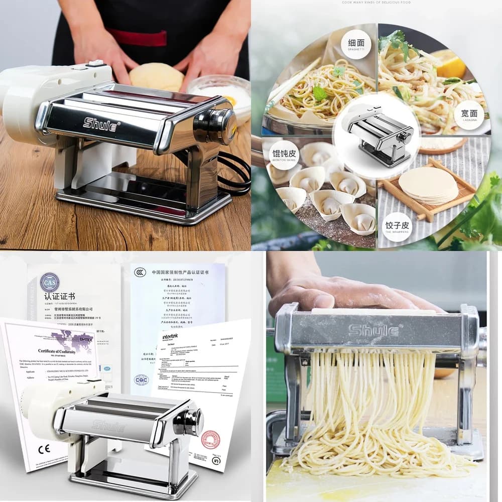 Macchina Automatica Elettrica per Fare la Pasta per Uso Domestico, Tagliapasta in Acciaio Inox, Pressa per Ravioli, Macchina per Impastare
