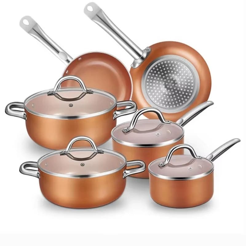 Hot-selling 10 pcs modern eco-friendly non-stick pan cookware set kitchen soup milk frying pan and home-cooked sauce pan