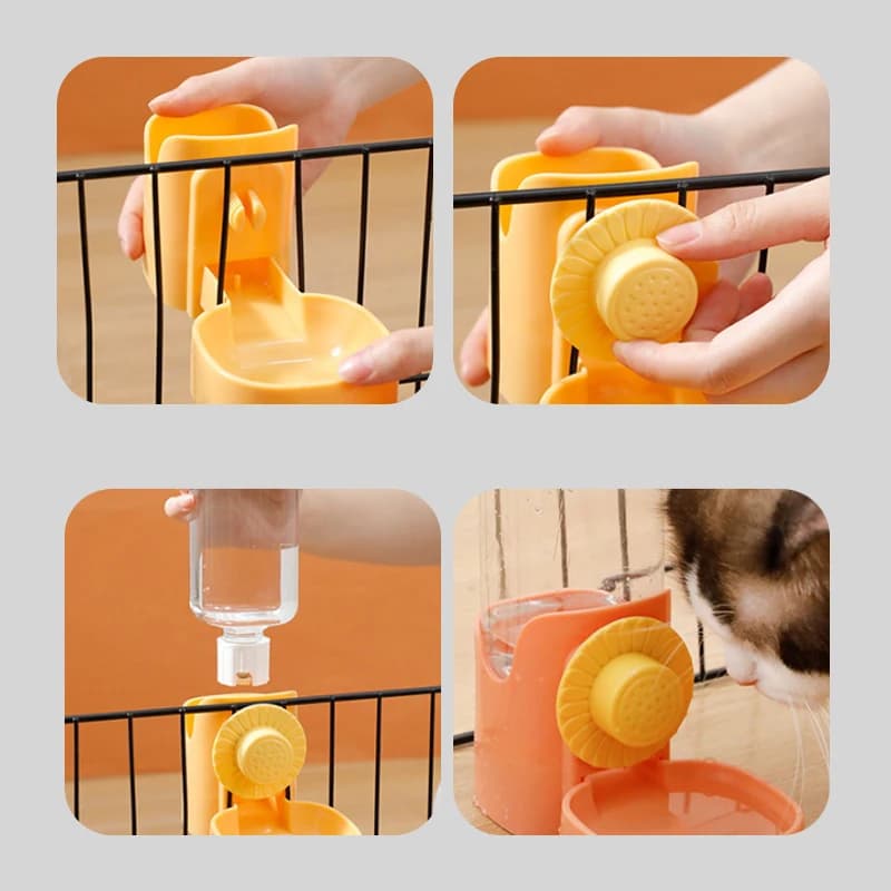 【W】 Gabbia automatica per mangiatoia per animali domestici Ciotola sospesa Bottiglia d'acqua Contenitore per alimenti Dispenser per cuccioli Gatti Coniglio Uccelli Prodotto per l'alimentazione degli animali domestici