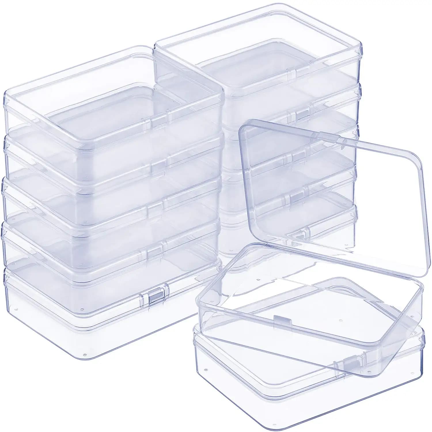 12/24/36Pcs Large Capacity Jewelry Storage Box Transparent Plastic Container with Hinged Lid, Small Items, Crafts, Jewelry