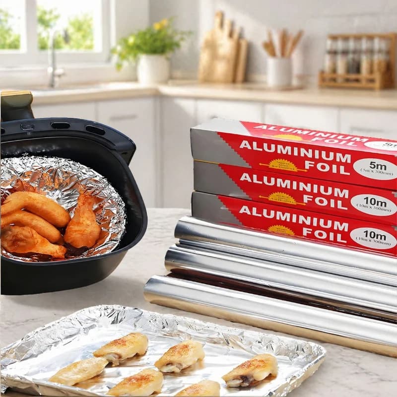 Aluminum Foil Rolls, Household Air Fryer Food-Grade Aluminum Foil Paper, High Temperature Resistant, Disposable For Baking And B