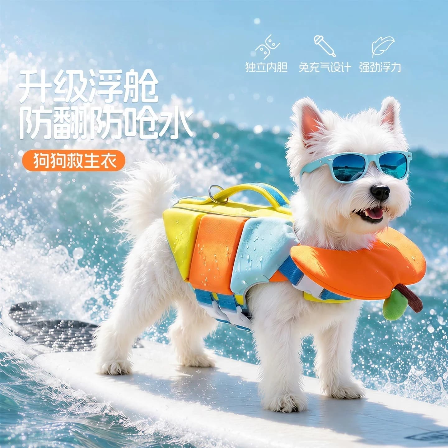 Dog Life Jacket Summer Pet Swimming Vest High Buoyancy Adjustable Outdoor Float Suit for Small Dogs Bichon