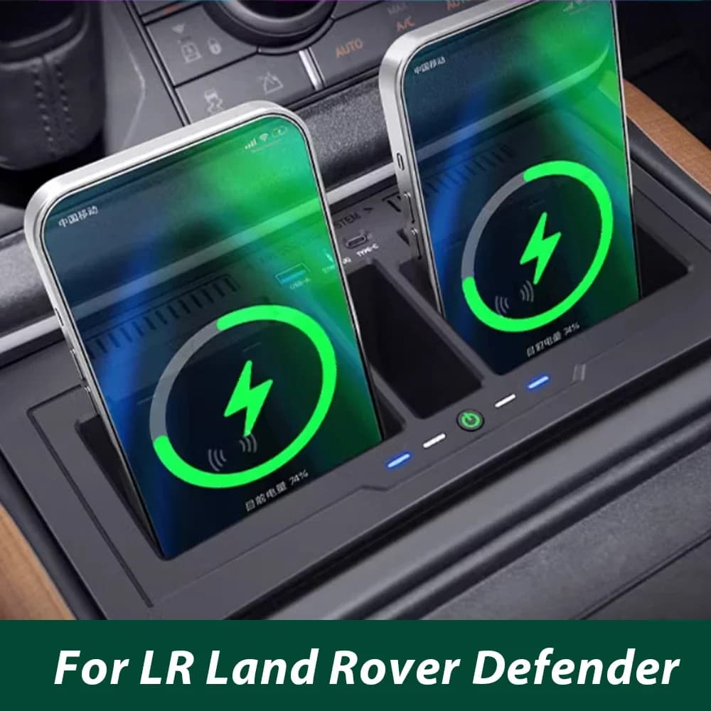 15 W Car Wireless Charger for LR Land Rover Defender 110 130 Quick Support for Phone Charging Plate Parts 2020-2023 Accessories