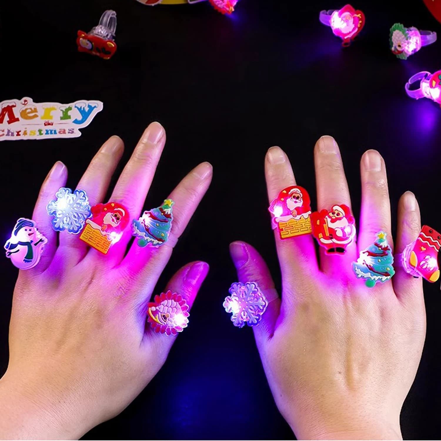 10-50 pezzi LED illuminano anelli luminosi bomboniere decorazioni per feste di Natale regali per ospiti per feste souvenir confezione regalo di Natale