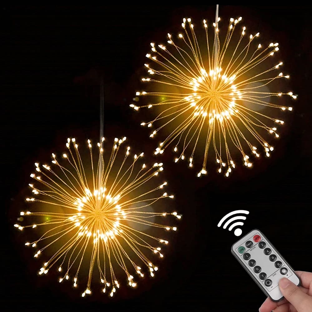 200 LED Luci Della Stringa Appeso Starburst Lampada FAI DA TE di Fuochi D'artificio Fata Luci Di Natale Garland Festival Decor Remote Scintillio delle Luci