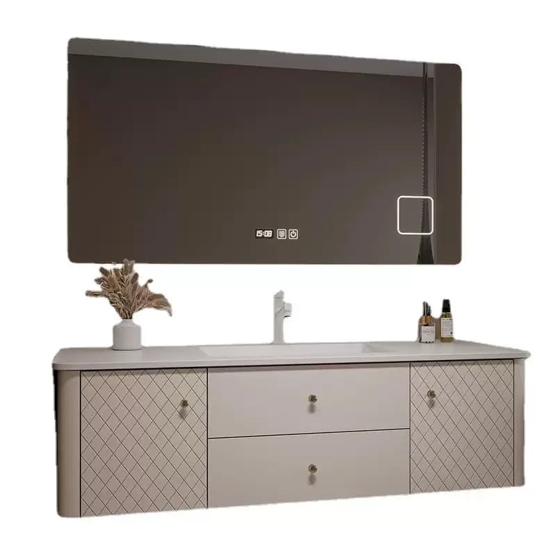 Set di mobili da bagno per hotel di lusso personalizzati Vanity singolo o doppio con specchio intelligente