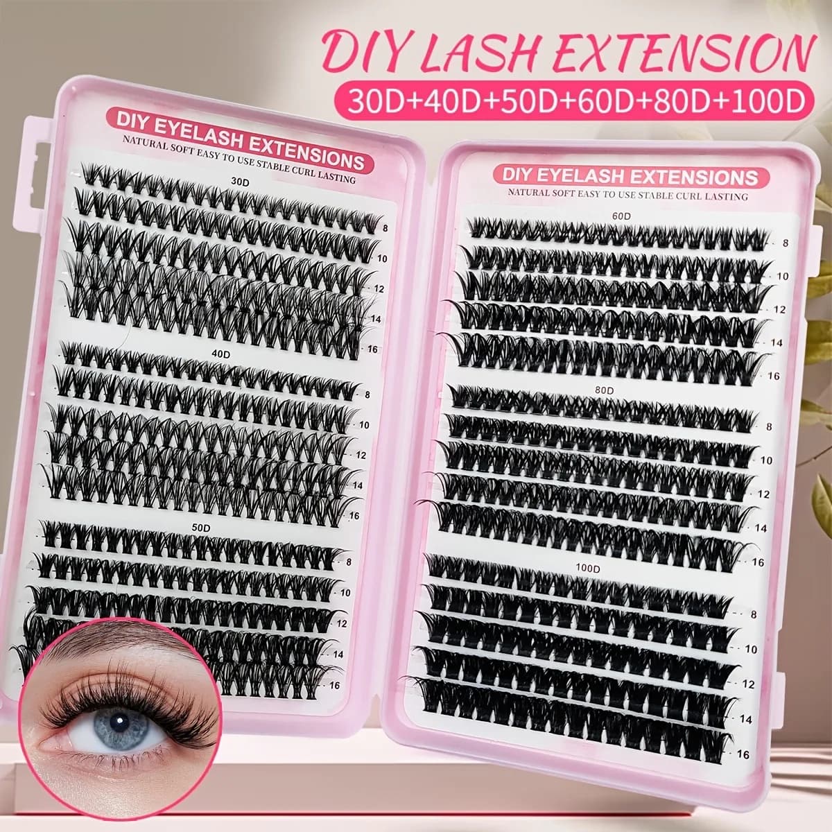 Natural & Dramatic Segmented Lashes 30D-100D Fluffy Volume 8-16mm Mix DIY Eyelash Extension Clusters