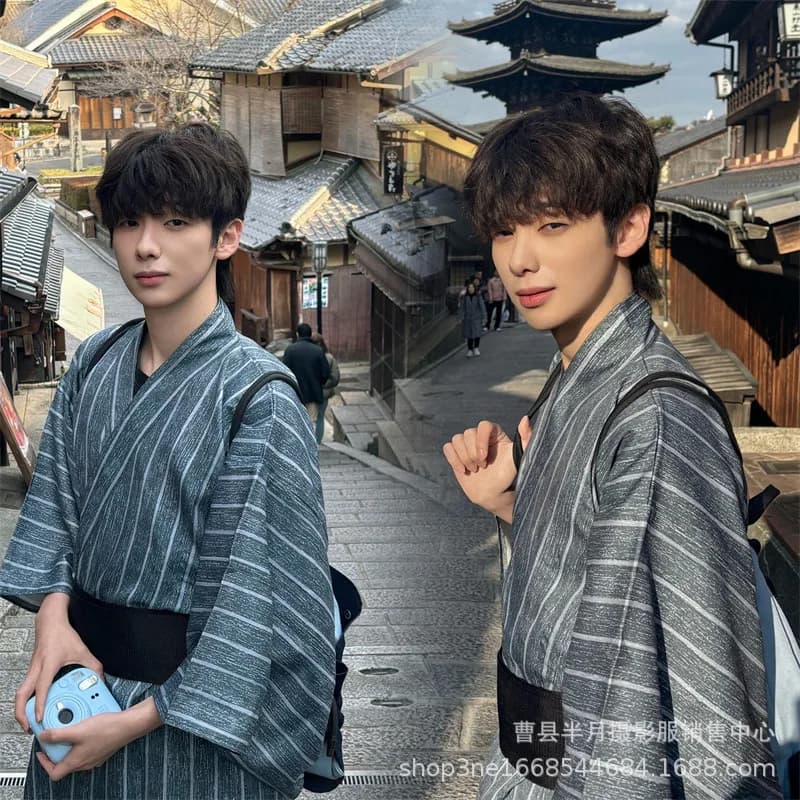 Abito kimono formale da uomo, costume da bagno tradizionale giapponese, abbigliamento casual per cucina e sistemazione giapponesi
