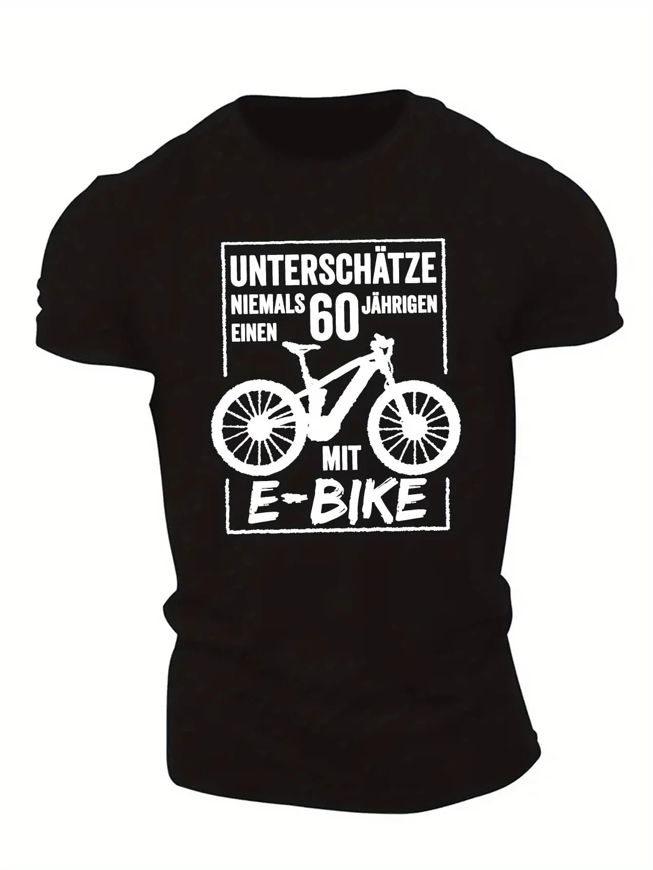 Men's short sleeve summer t-shirt for 60th birthday, with electric bike print