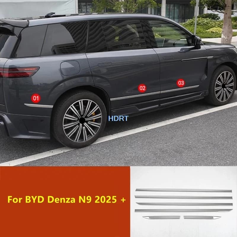 Car Styling Porta Striscia Laterale Gonna Bordo Corpo Anti Trim Protezione Decorazione Accessori Adesivo Esterno Per BYD Denza N9 2025 +