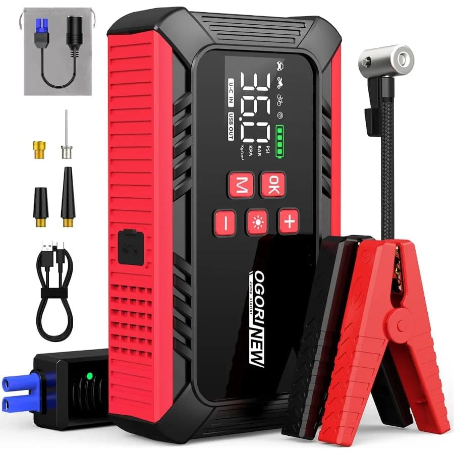 Avviatore di emergenza 8000A con compressore d'aria 26800mAh Batteria per auto Avviatore di emergenza Tutti i gas/16.0L Diesel con spegnimento automatico 150PSI Inf