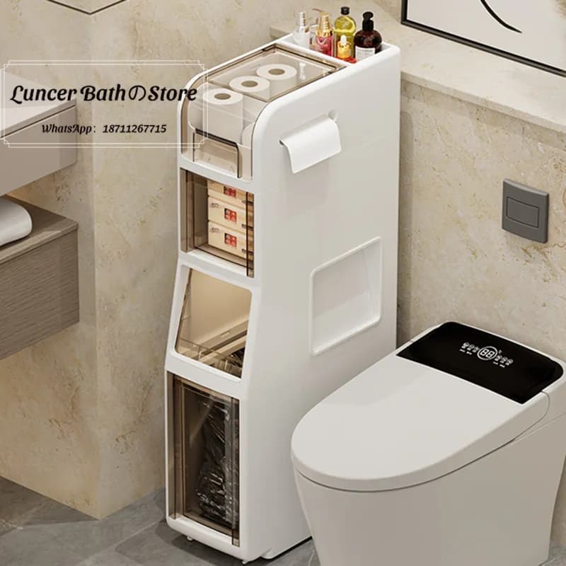 Rise bathroom crevice cabinet toilet rack toilet storage cabinet toilet locker with trash can wastebasket