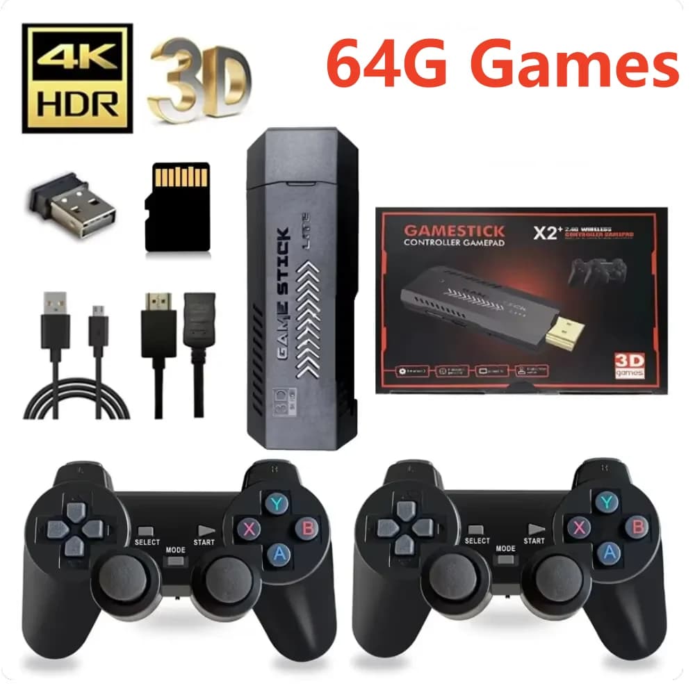 Handheld Game Console 4K Ultra HD Screen, 10,000+ Retro Games, X2 Plus 64G Wireless HDMI TV Out, 50+ Emulators Gamepads