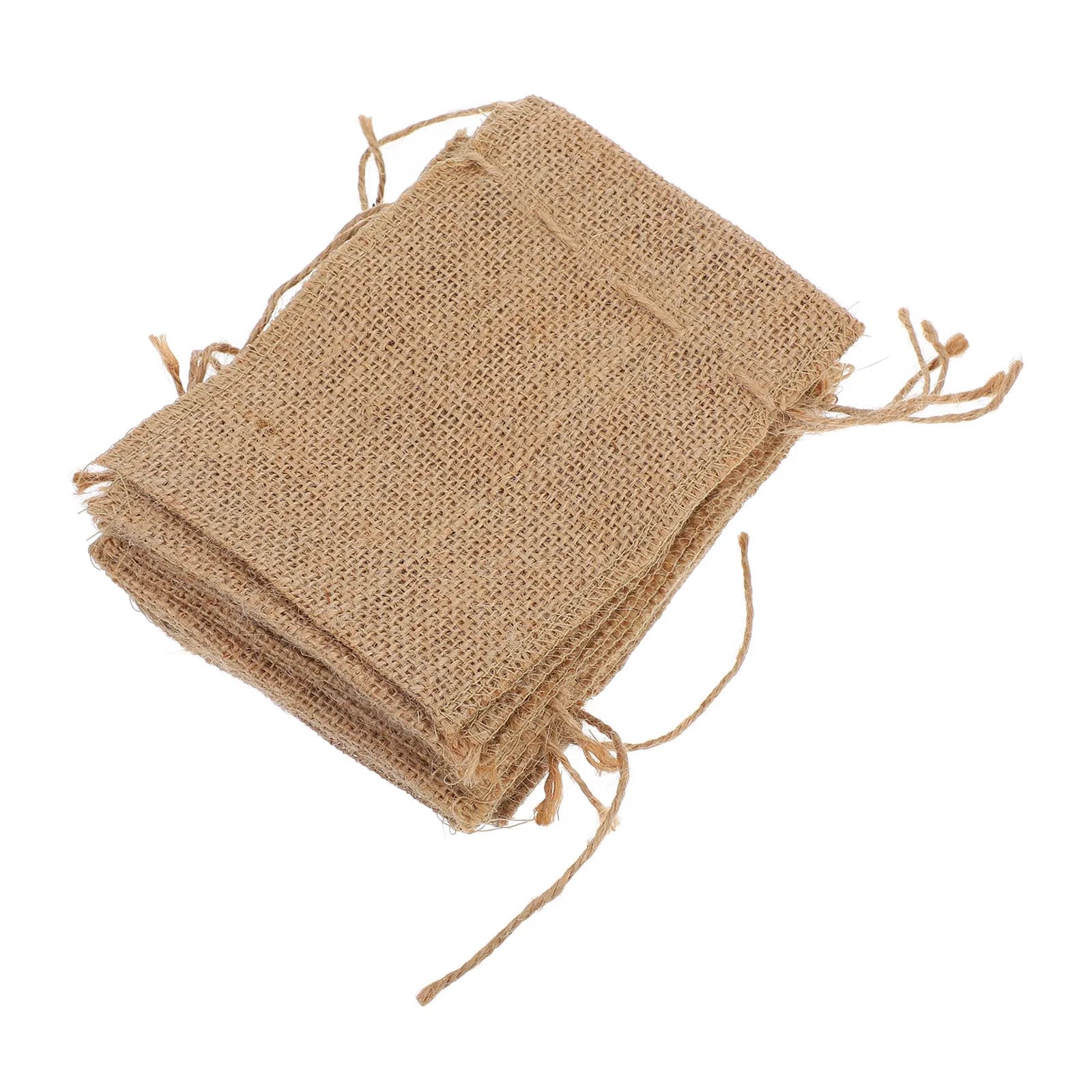 4Pcs Reusable Burlap Drawstring Bags Handmade Natural Jute Pouches for Treats Candies Coffee Beans Jewelry Crafts Rustic Party