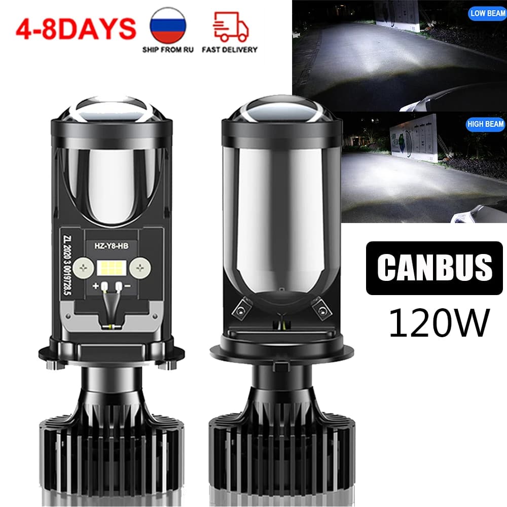 2PCS Y6 H4 Lente LED Proiettore Faro Lampada per auto con ventola di raffreddamento 90W Automobile Hi Lo Fascio Lampadina 6000K LHD Mini Len LED Luce