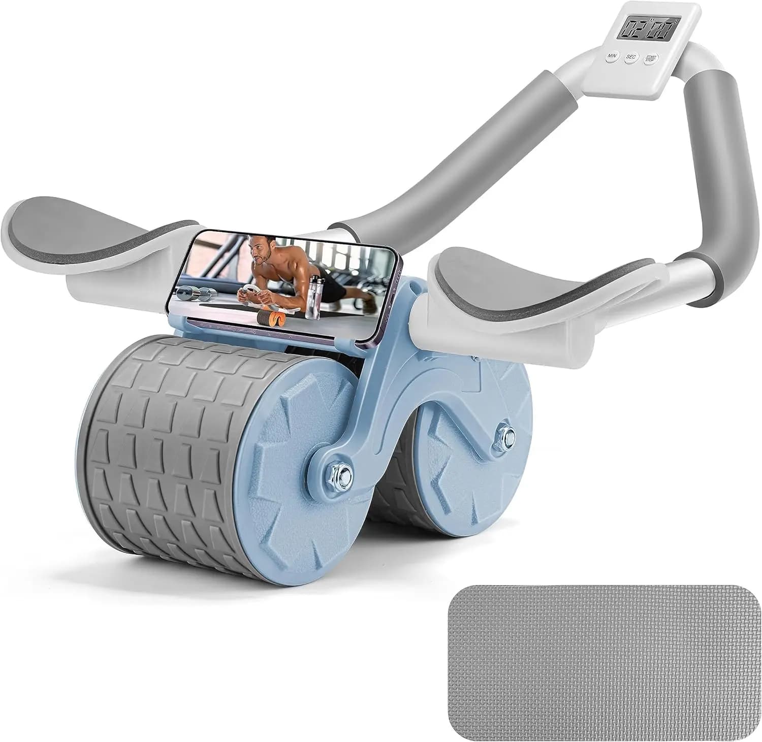 2025 New Ab roller wheel with automatic rebound with elbow support for women and men with knee pad and timer