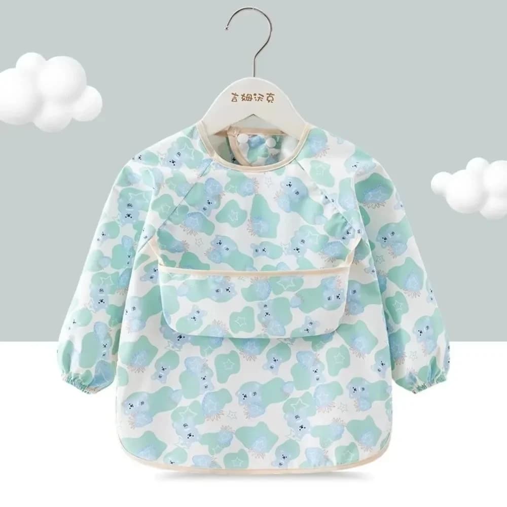 New Waterproof Child Feeding Bib Rice Pocket Feeding Blouse Long Sleeve Apron Children's Feeding Smock Soft Toddler Bibs