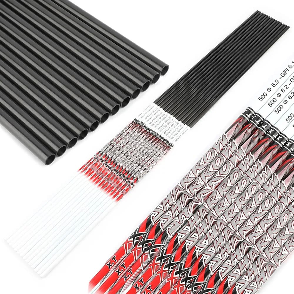 6/12 pz 32 ''Puro Carbonio Freccia Albero Tiro Con Arco ID 6.2mm OD7.6-7.0mm SP300-800 Freccia Recurvo Arco Composto Tiro Caccia Bersaglio