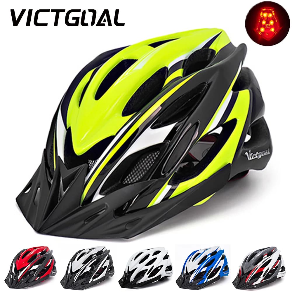 VICTGOAL Casco da bicicletta Tailling LED ultraleggero da uomo con visiera parasole Casco bici da strada MTB Casco bici da ciclismo Moto Scooter elettrico Casco Safty